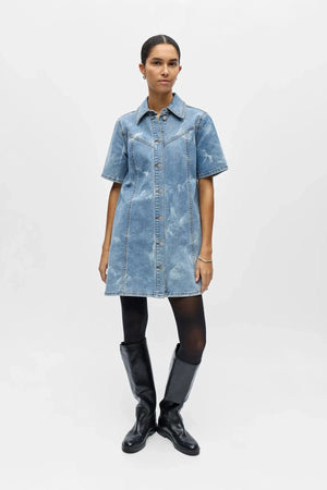 Claudia Short Denim Dress - Light Blue Denim