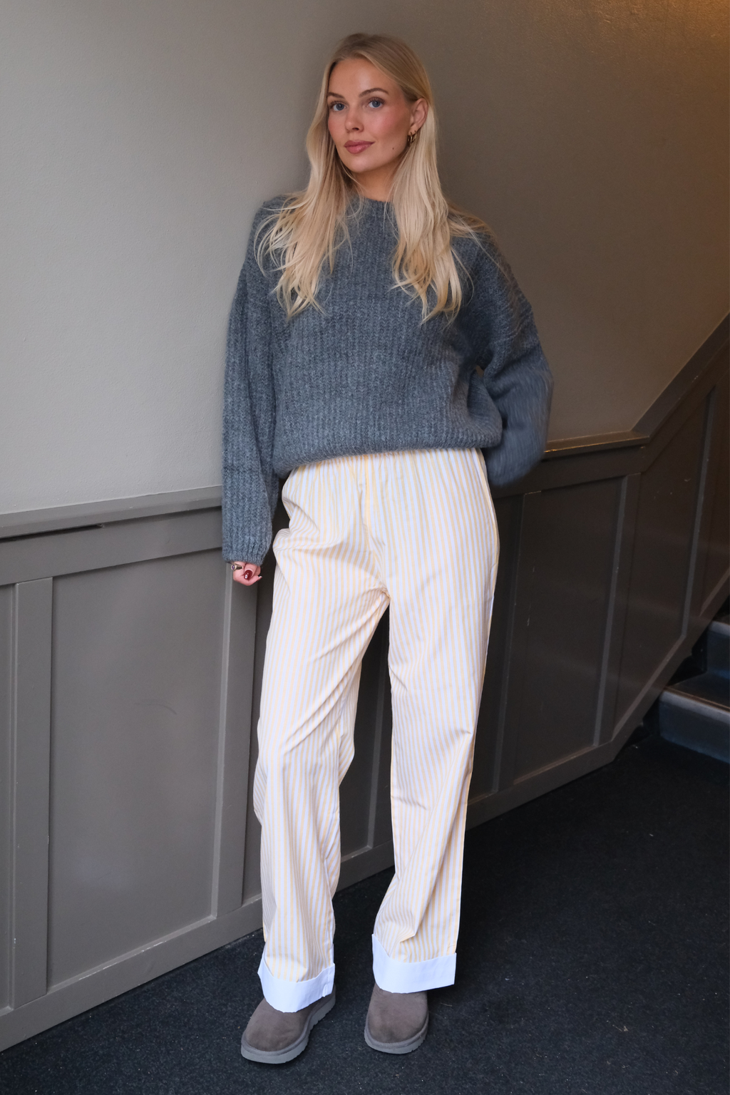 Layla rayado Pants - Amarillo