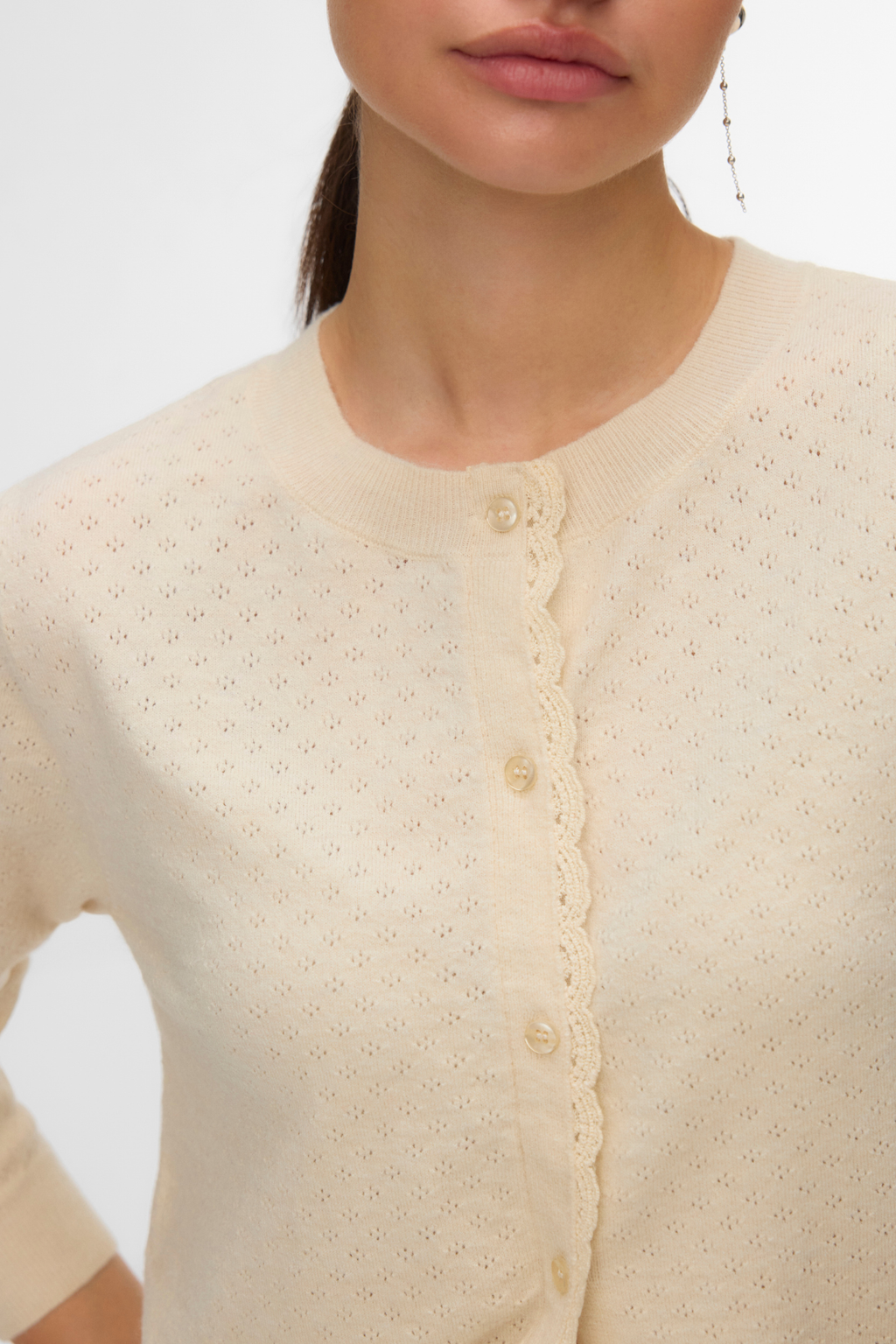 Cárdigan Marina Pointelle - Abedul