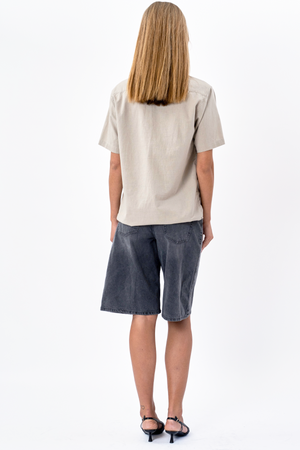 Camisa de lino de manga corta - arena