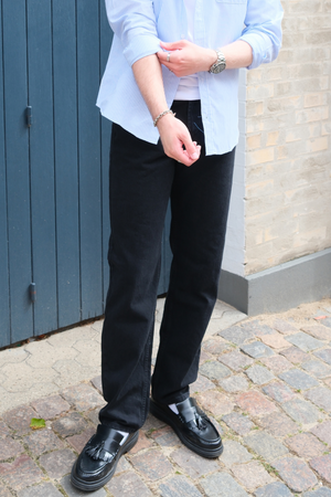 Jeans de ajuste relajado - Negro sólido