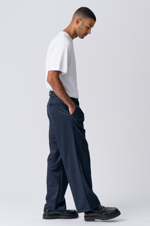 Traje ancho plisado Pants - Marina