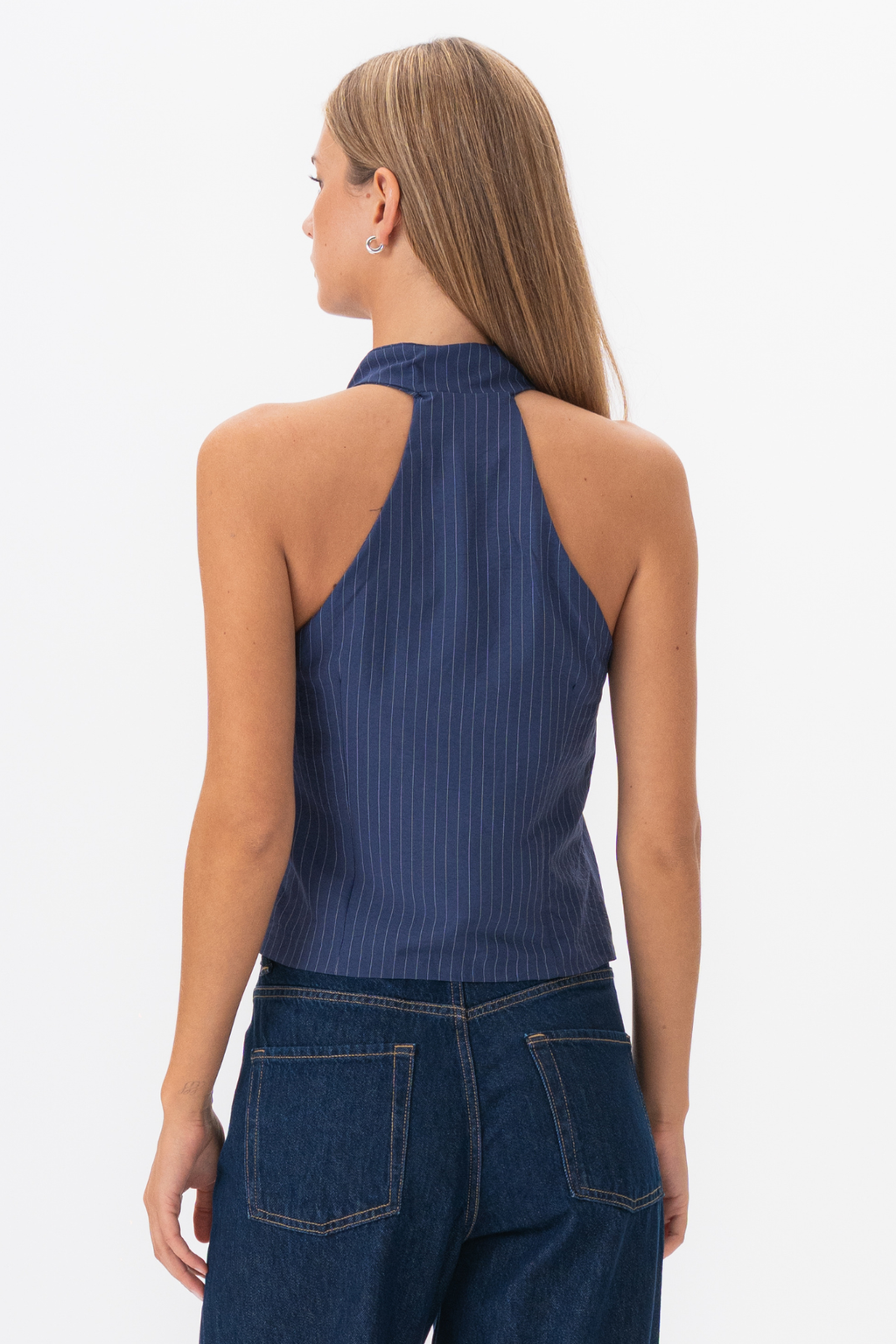 Silva Striped Top - Navy