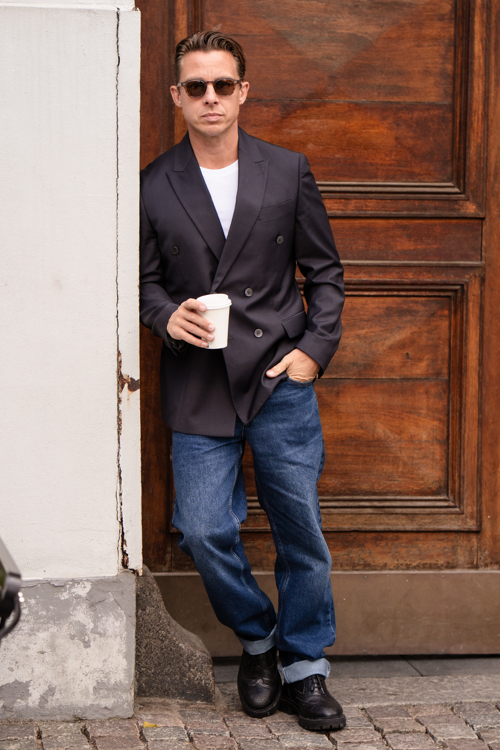 Premium Blazer de doble pecho - Negro