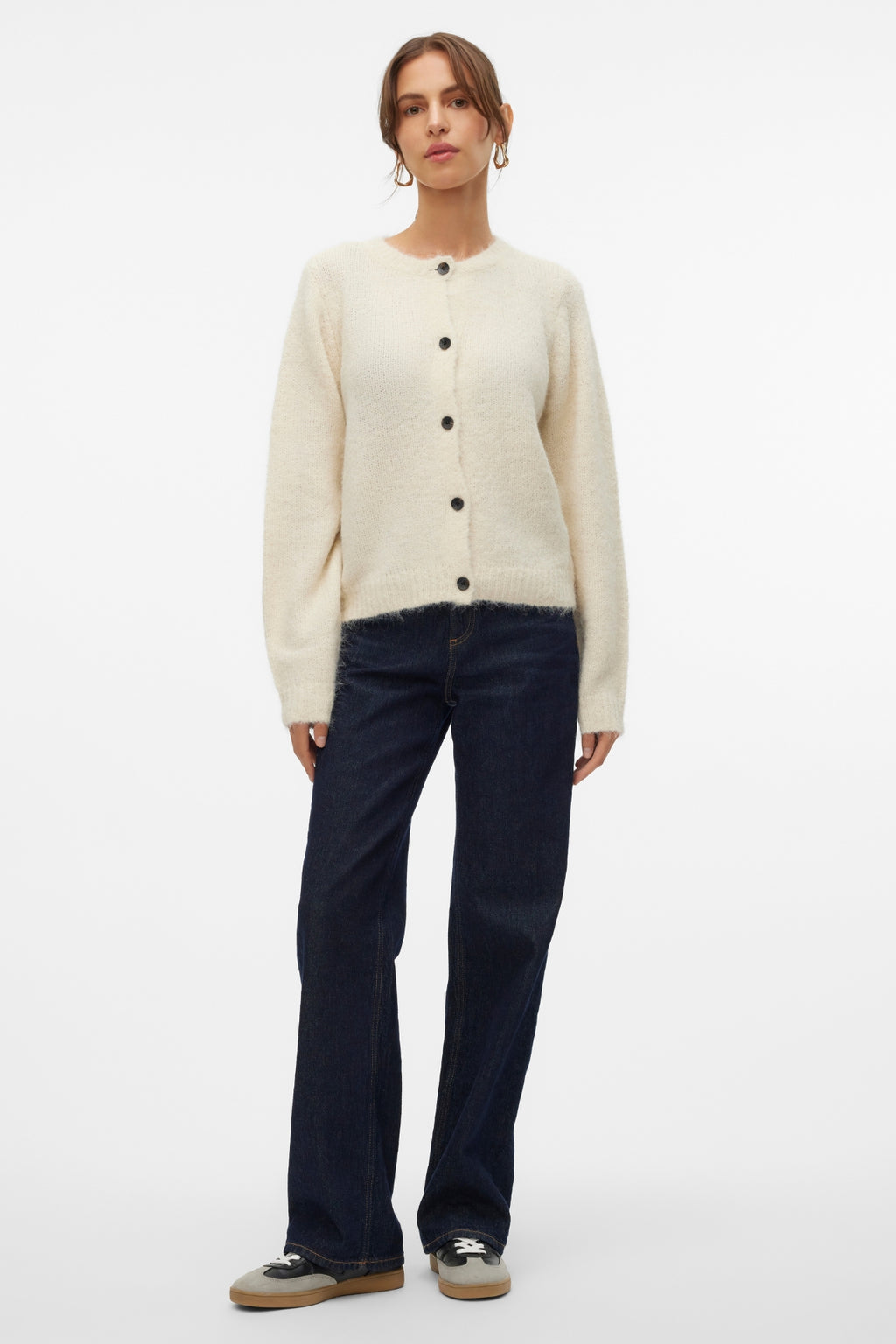 Novah O-Neck Button Cardi - Birch