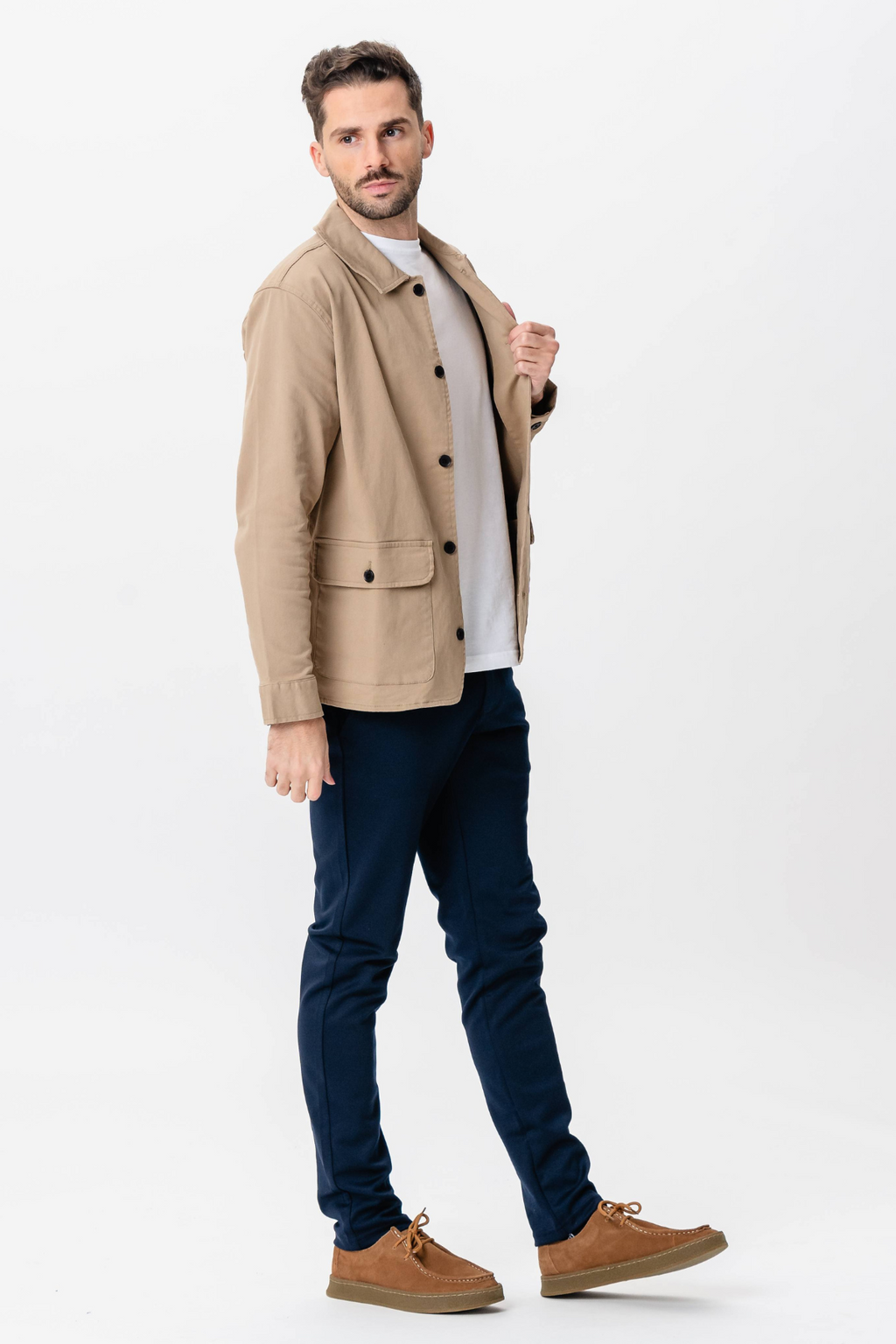 Chaqueta de camisa de sarga - arena oscura