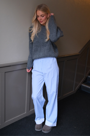 Layla rayado Pants - Azul claro
