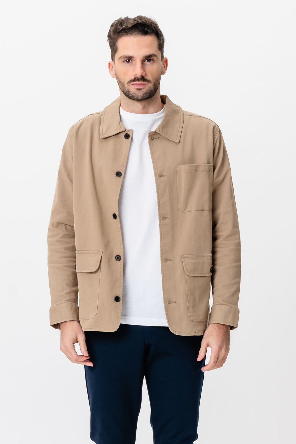 Chaqueta de camisa de sarga - arena oscura