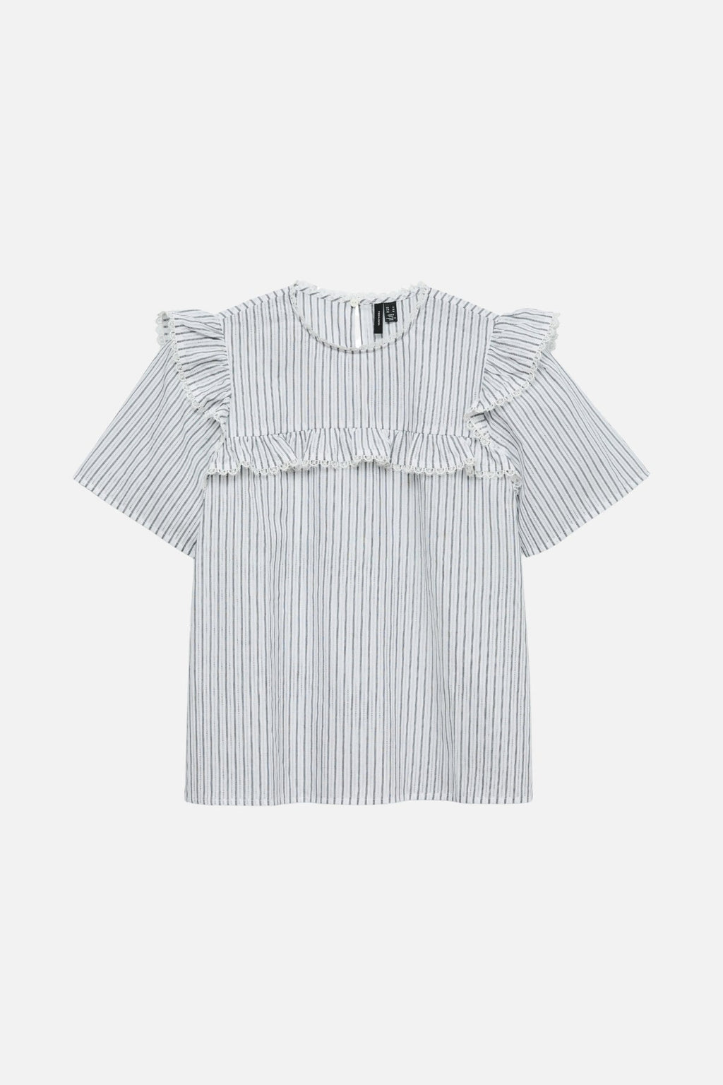 Bell Frill Stripe Top - Snow White / Black