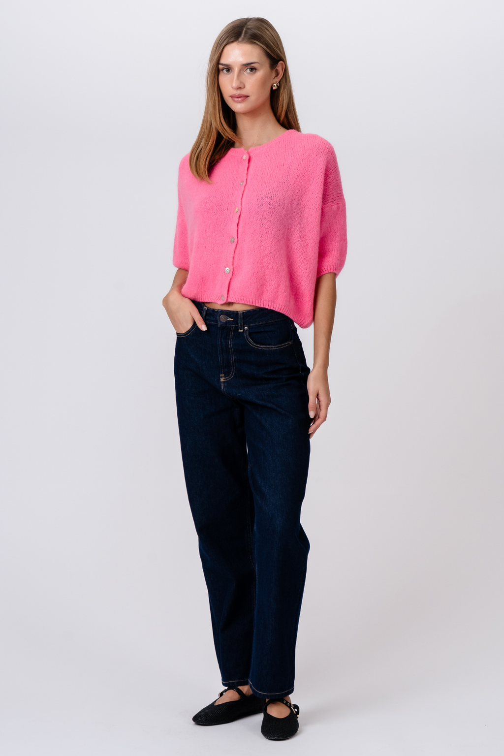 Punto Mary de manga corta - Rosa bebé