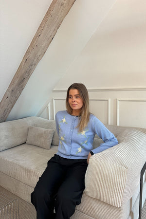 Camille O-Neck Cardigan - Brunnera Blue