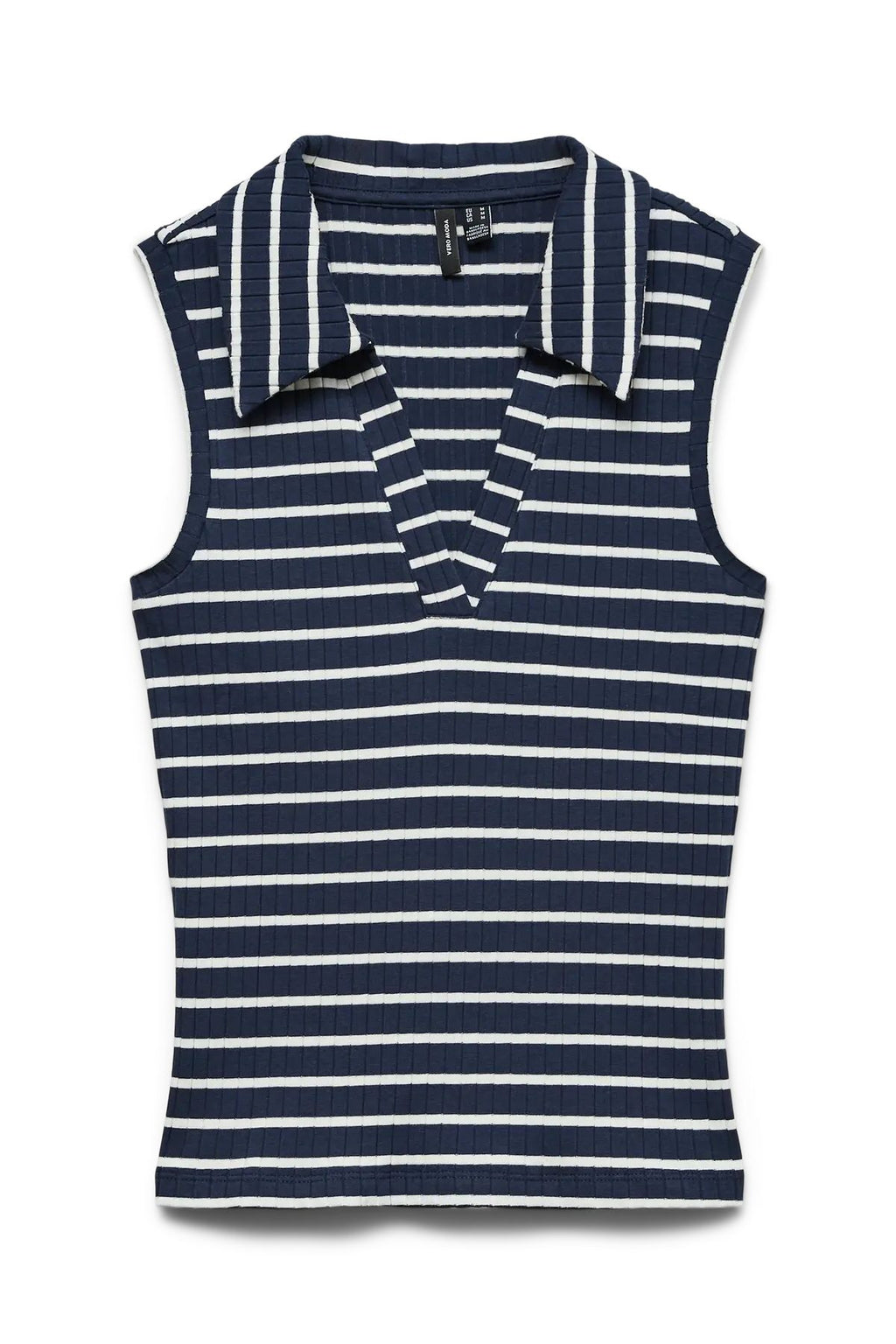 Top con cuello de mar - Blazer azul marino Rayas Rayas: Blanco nieve