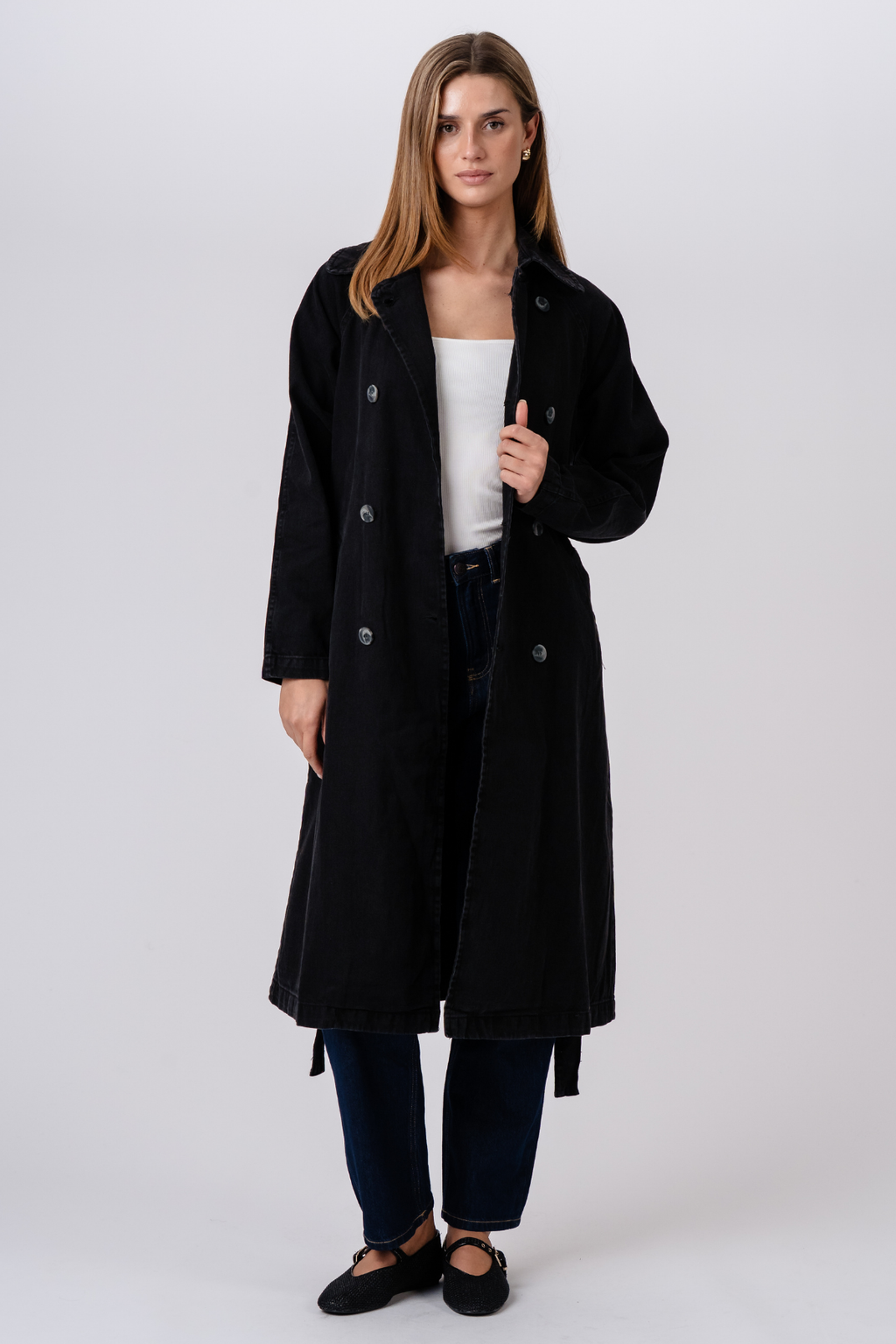 Denim Trenchcoat - Anthracite