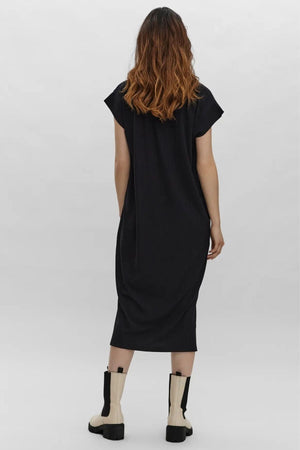 Phoenixy Cap Sleeve Calf Dress - Black