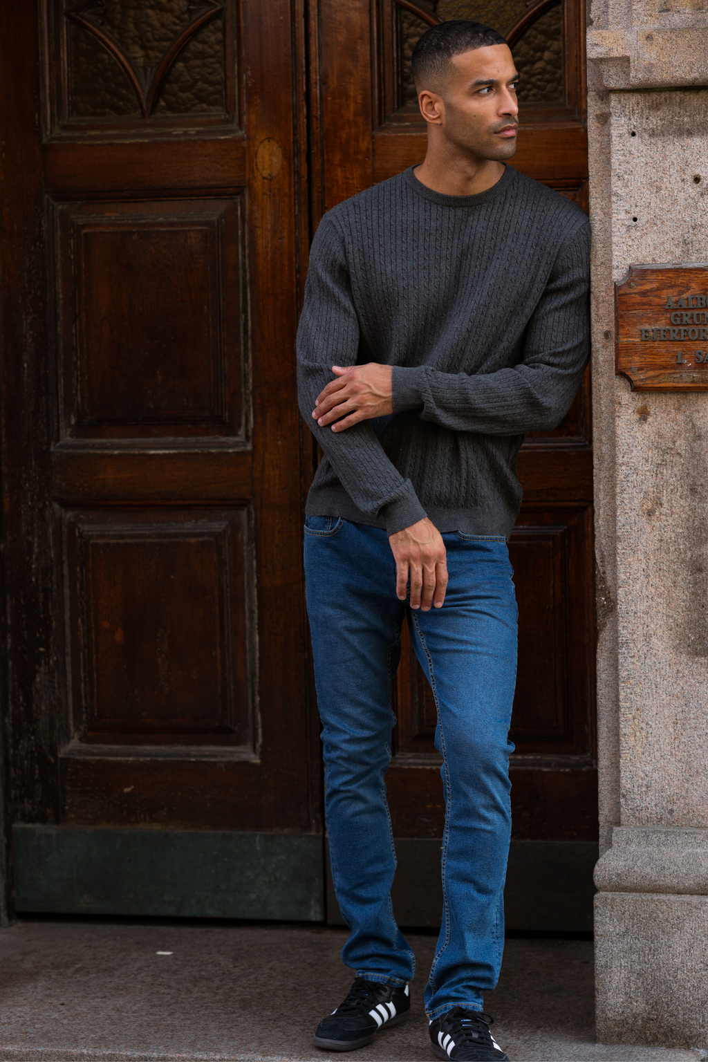 Jersey de punto por cable - Charcoal Melange