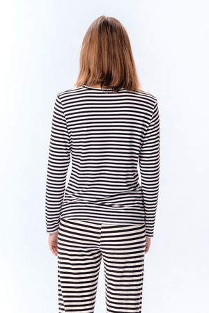 Stripped Long Sleeve Slim Fit - Black