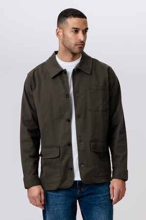 Chaqueta de camisa de sarga - Oliva oscura