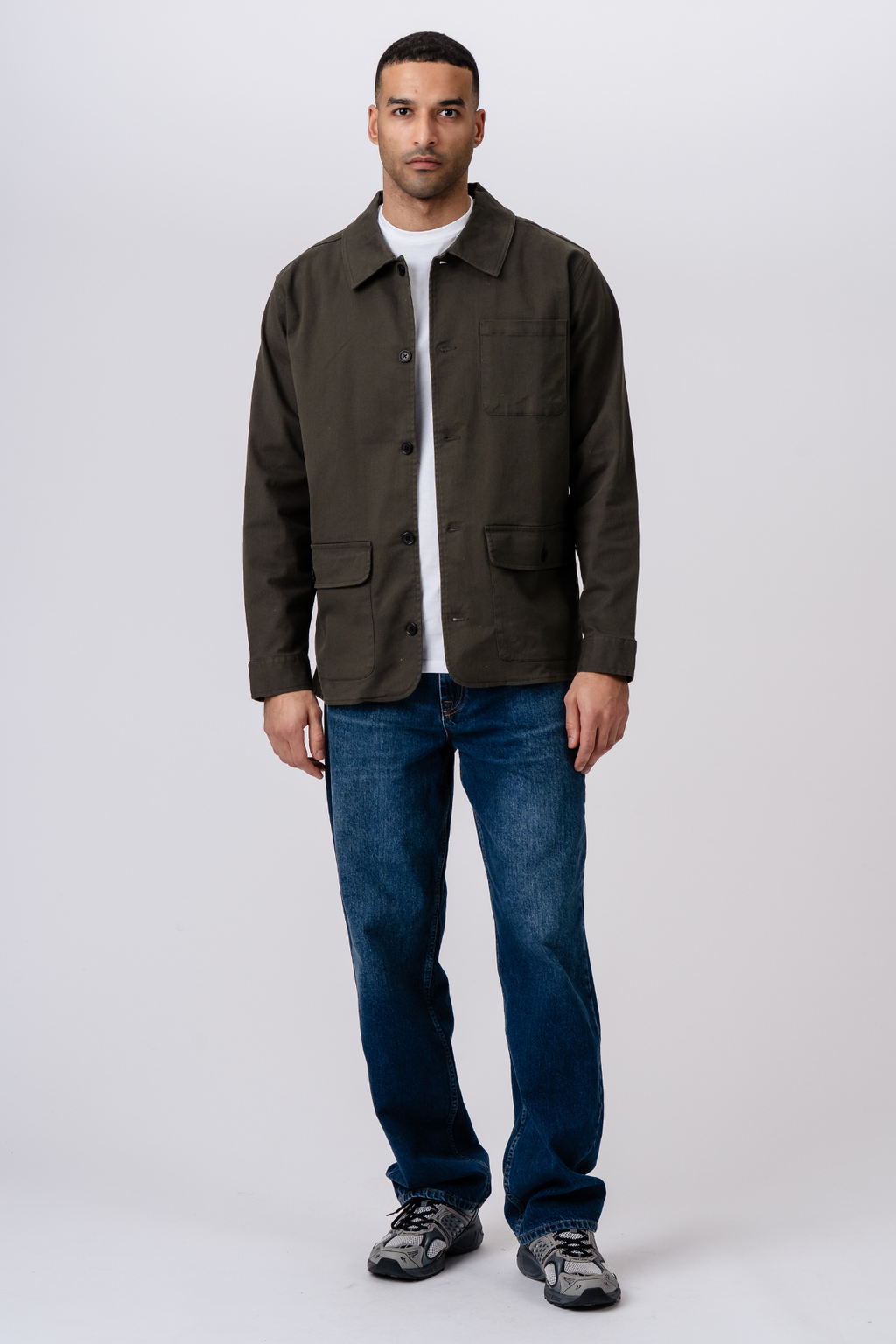 Chaqueta de camisa de sarga - Oliva oscura