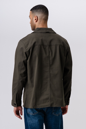 Twill Shirt Jacket - Dark Olive