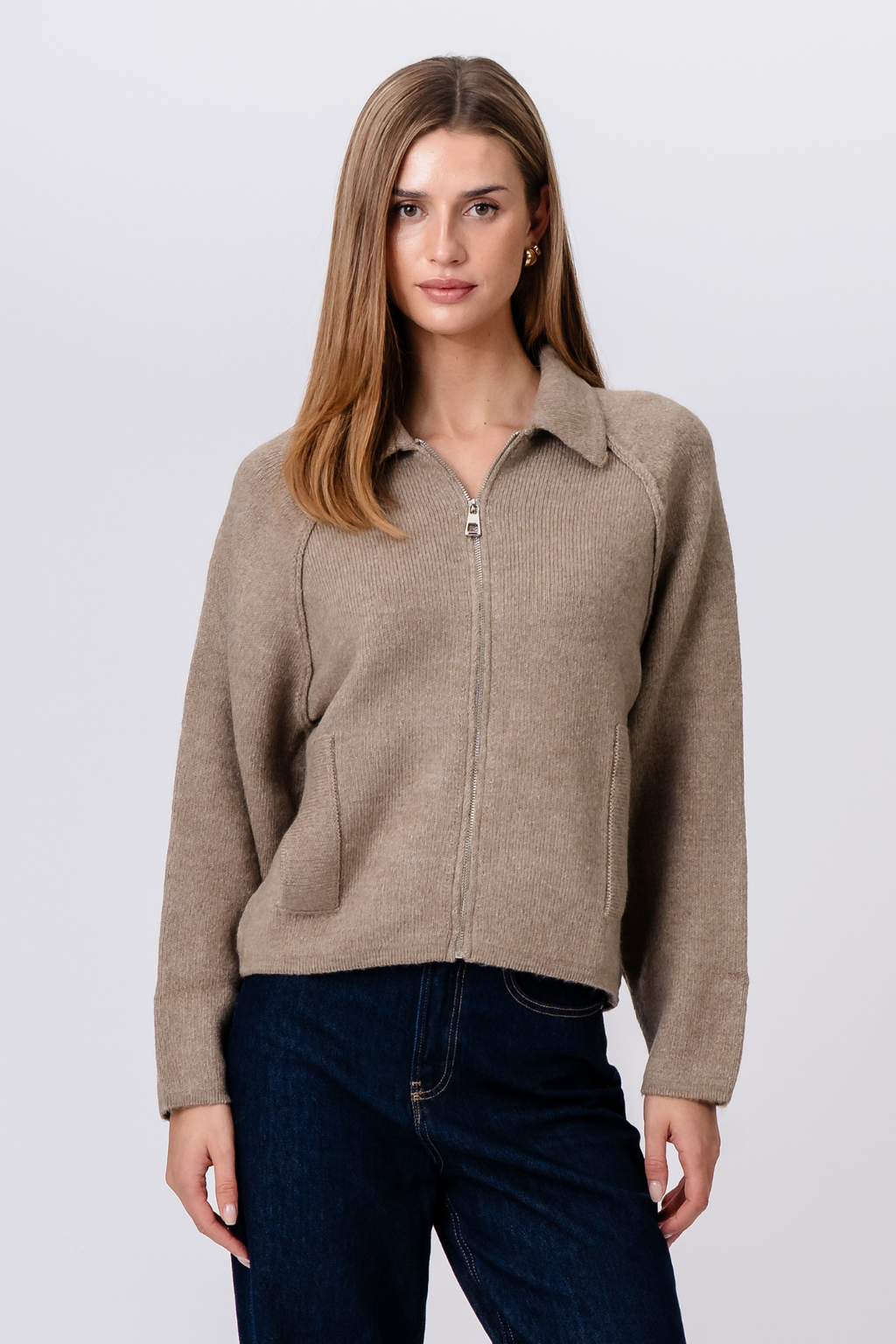 Selma Knit Zipper - Beige