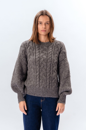 Emma Cable Knit - Mid Grey
