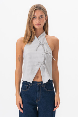Silva Striped Top - Grey