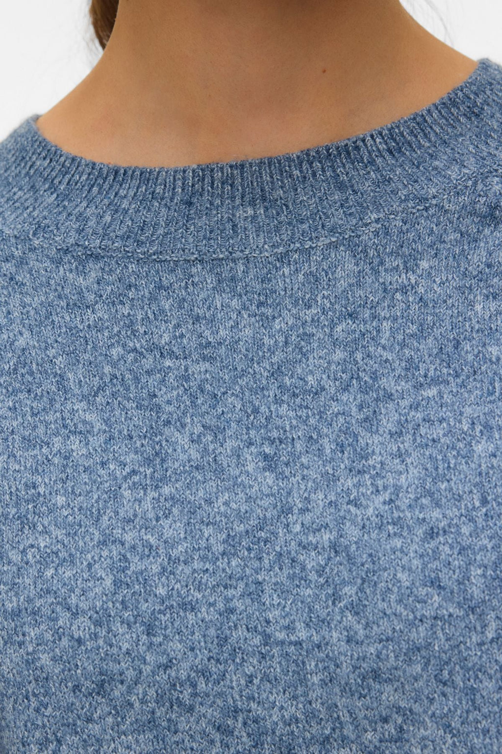 Doffy O-Neck Blouse - Dark Denim w. White Melange