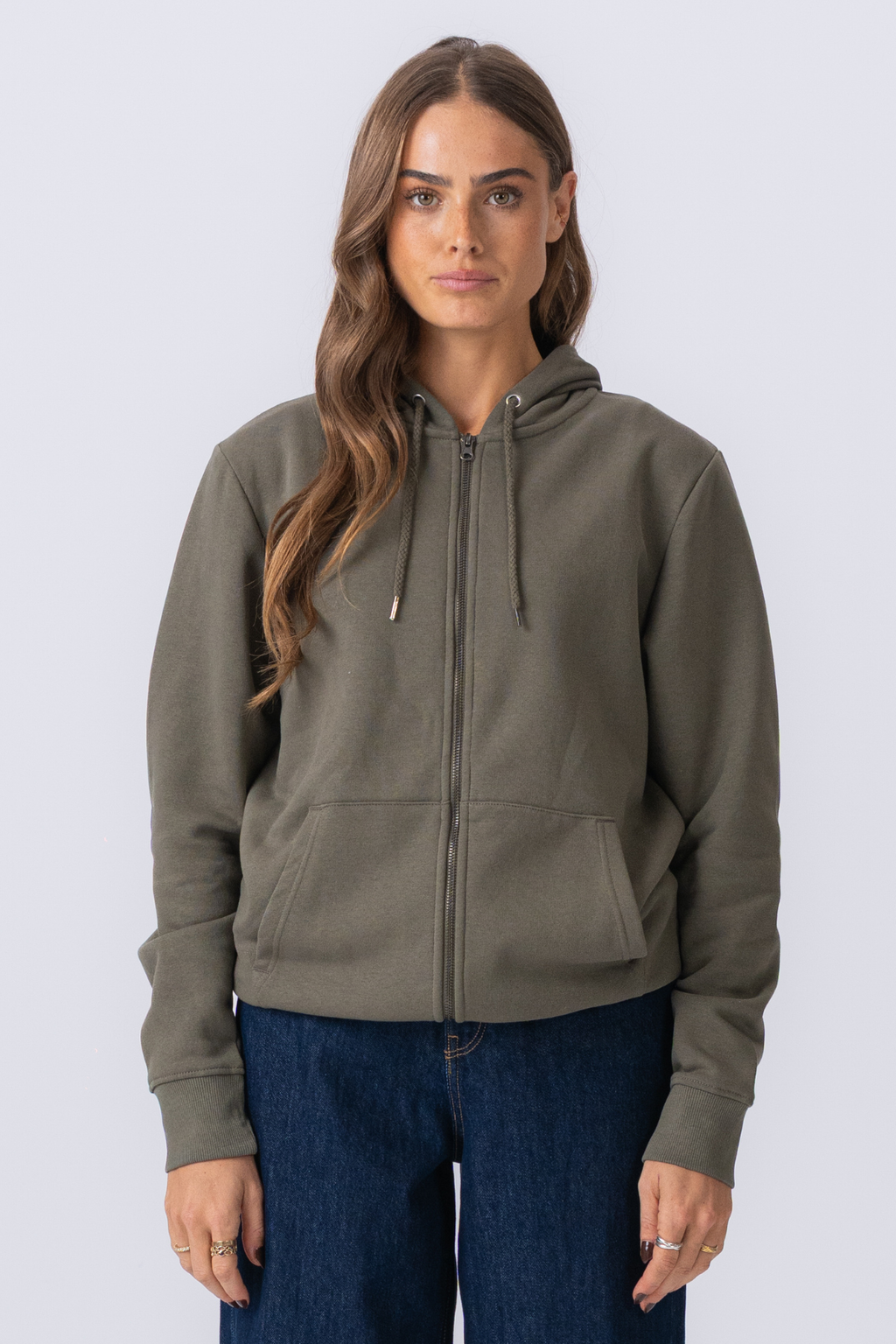 Sudadera con capucha zip - verde
