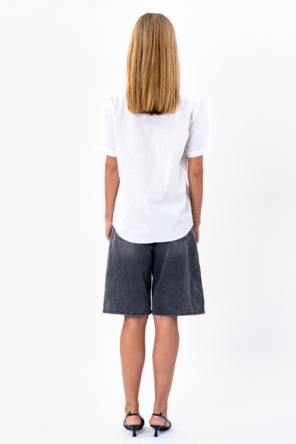 Camisa de lino de manga corta - blanco