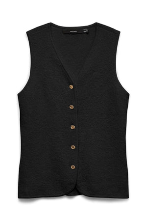Chaleco Silvia Cuello Pico - Botones Negro-Oro
