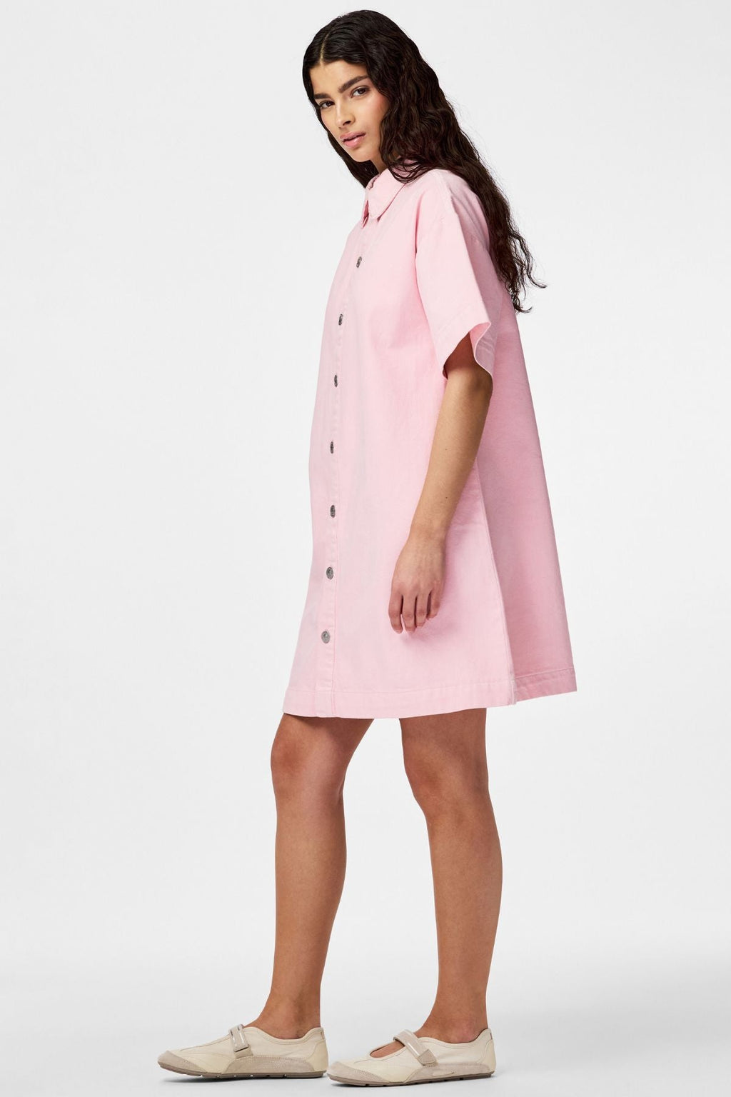 Sky A-Shape Denim Dress - Roseate Spoonbill