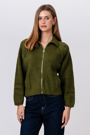 Selma Knit Zipper - Khaki