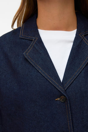 Kanika Denim Blazer Shirt - Dark Blue Denim