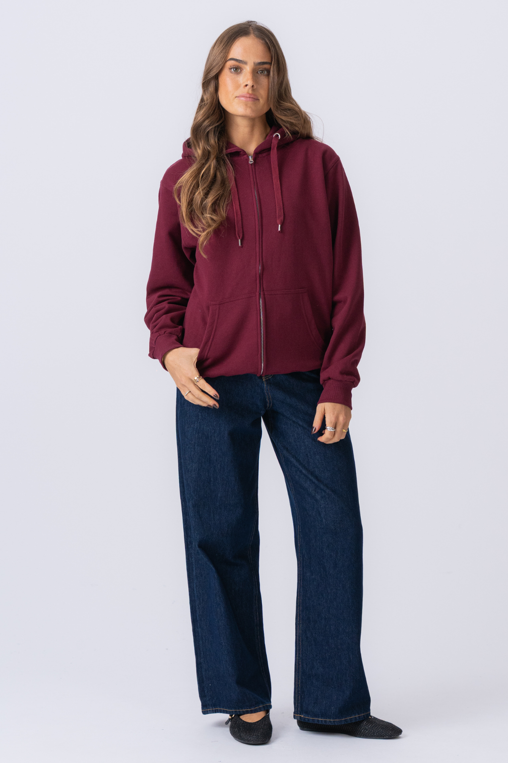 Sudadera con sudadera postal básica - Borgoña
