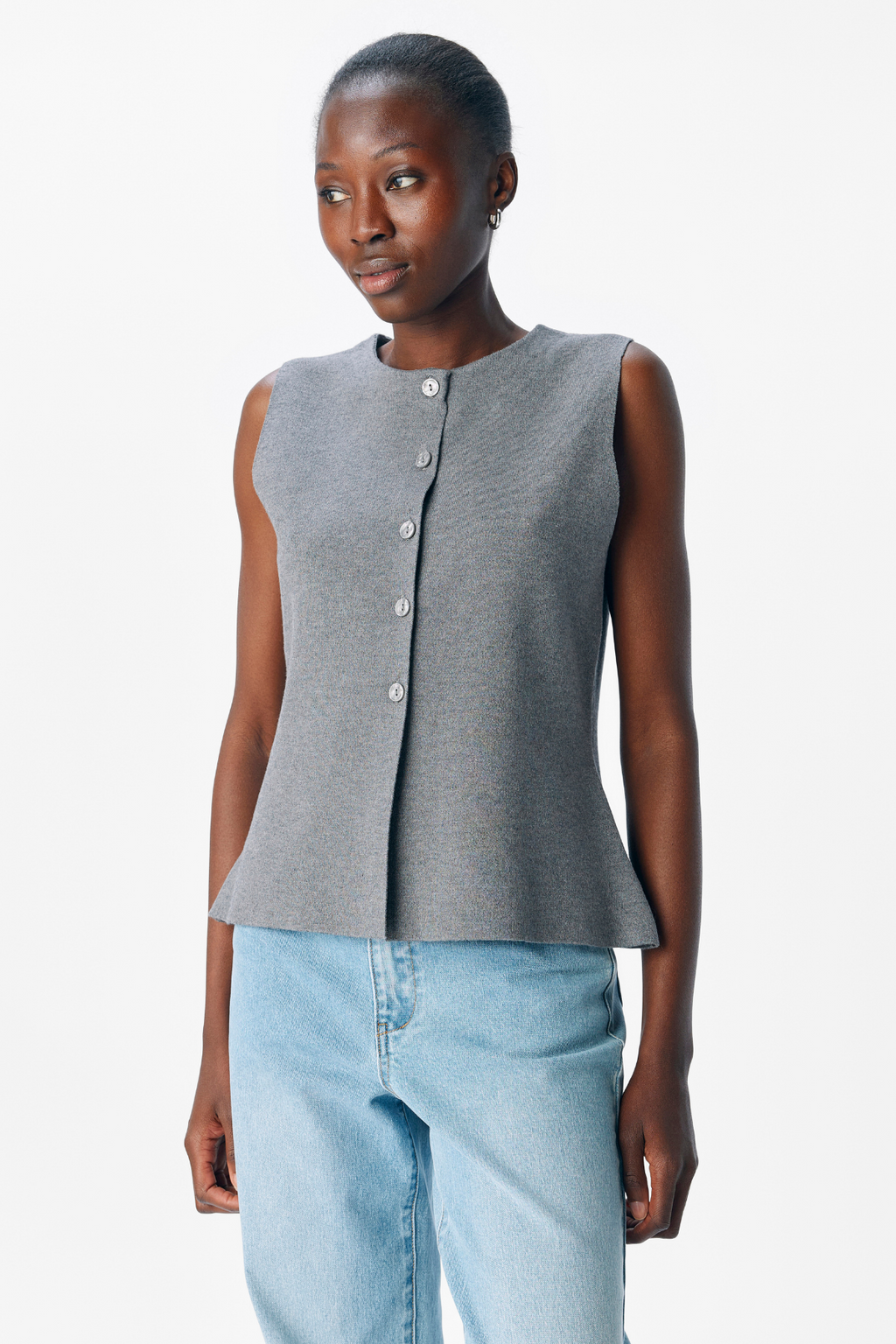 Reynard Knit Vest - Medium Grey Melange