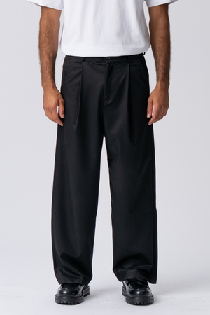 Traje ancho plisado Pants - Negro
