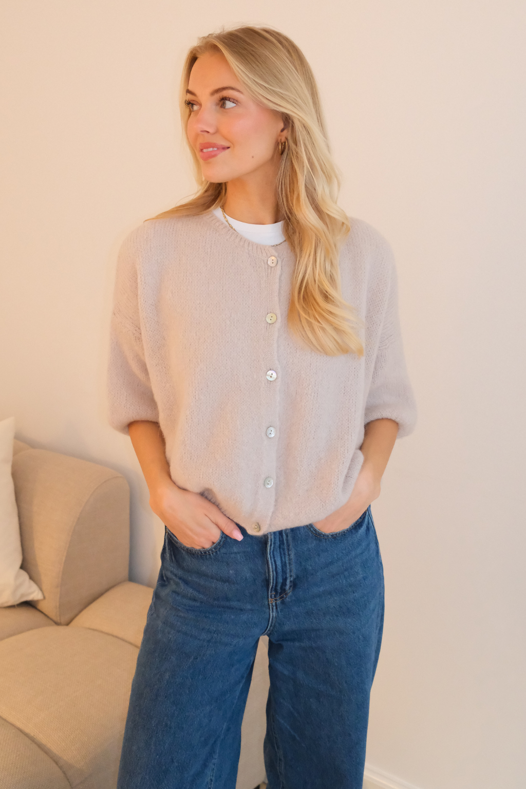 Punto Mary de manga corta - Beige