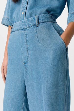 Marco lisa ancho Pants - mezclilla azul claro