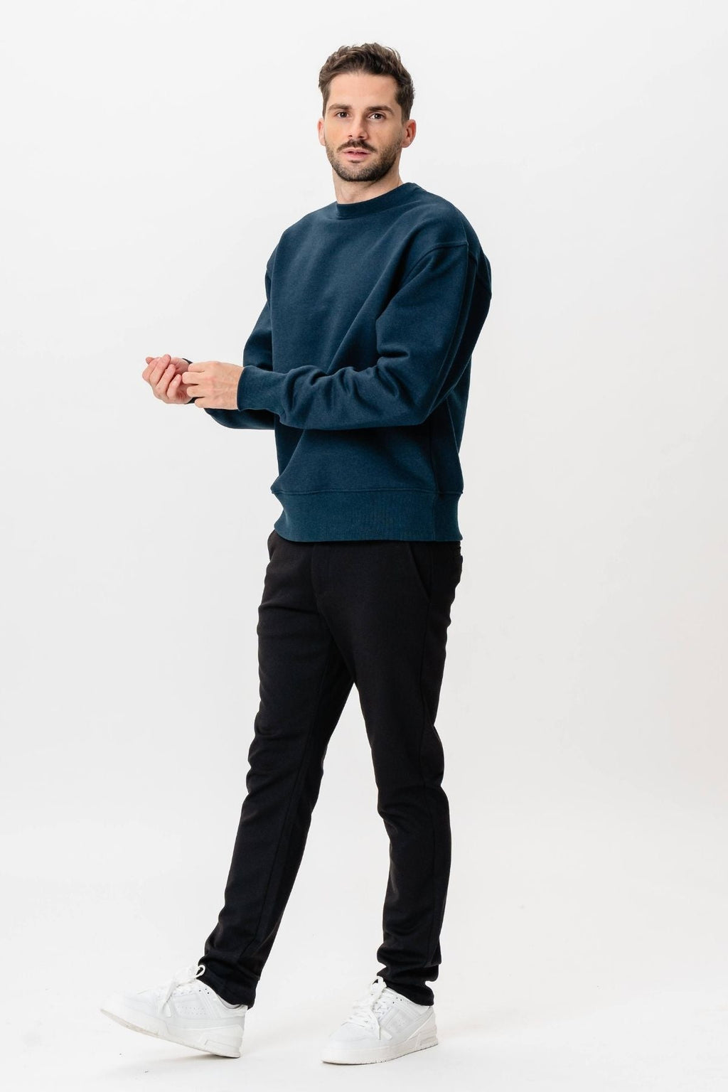 Pesado cuello de tripulación - marina moteada