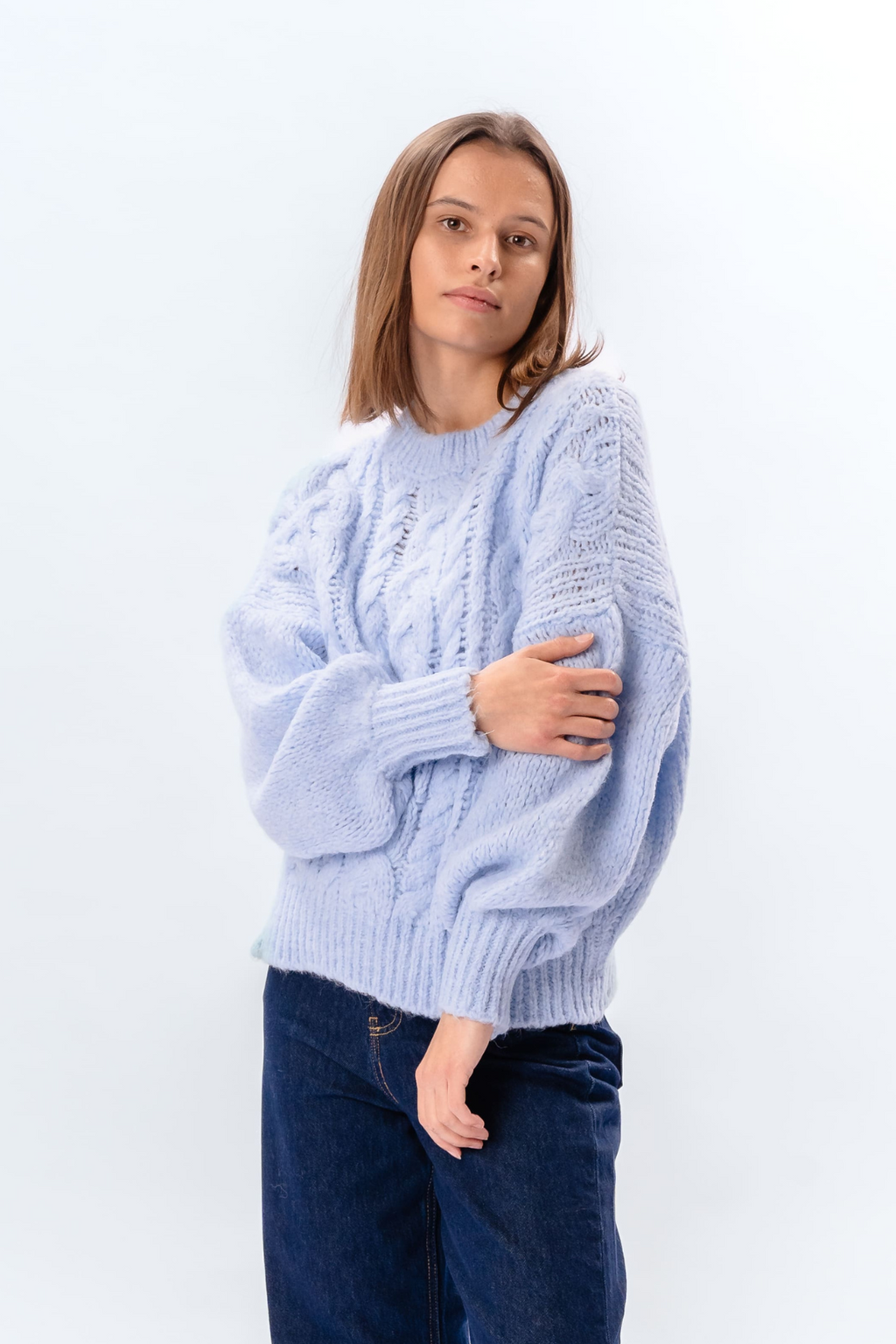 Emma Cable Knit - Sky Blue