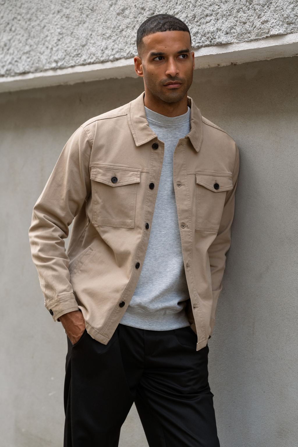 Overshirt de sarga - arena oscura