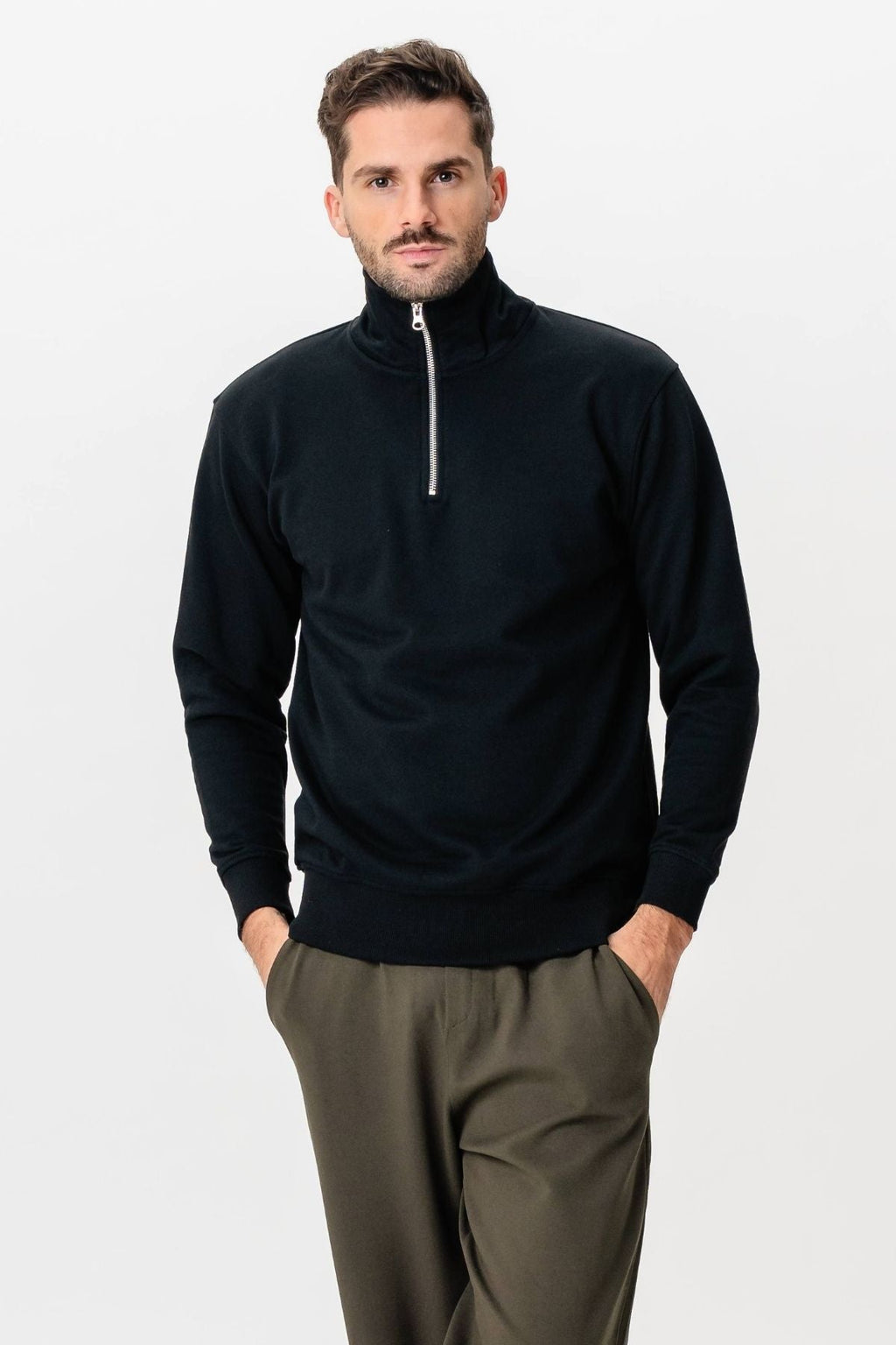 Sudadera media zip - negro