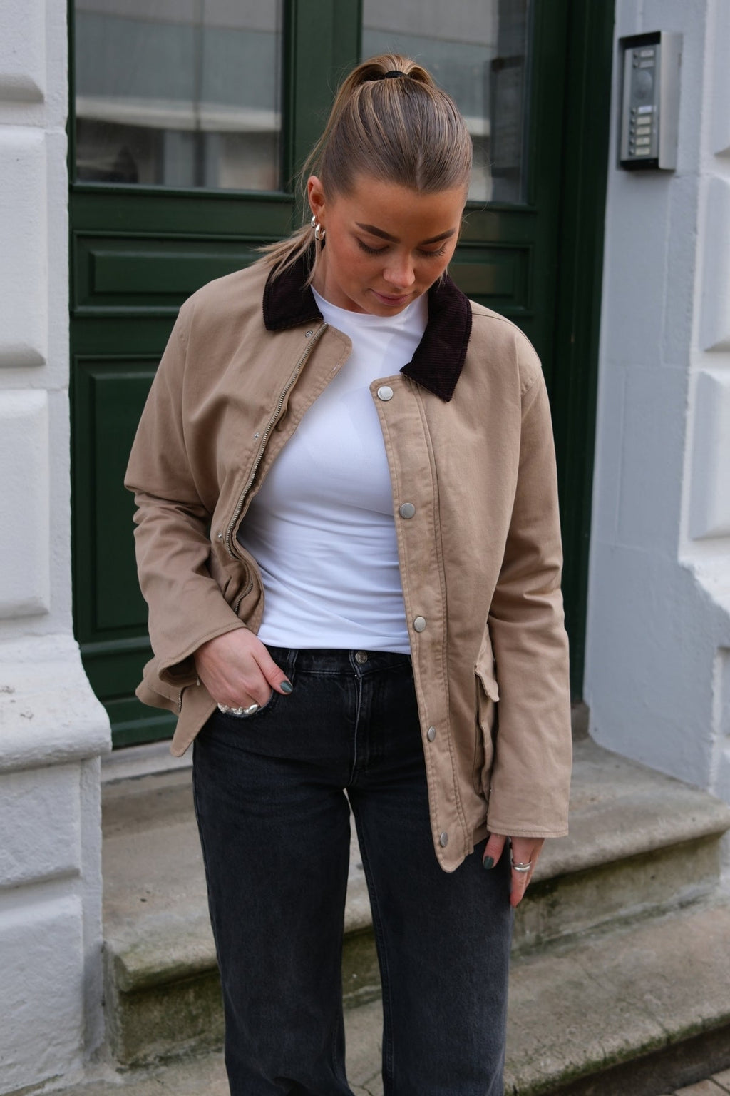 Chaqueta de sarga - arena oscura