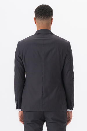 Premium Blazer de un solo pecho-Grey-Brown