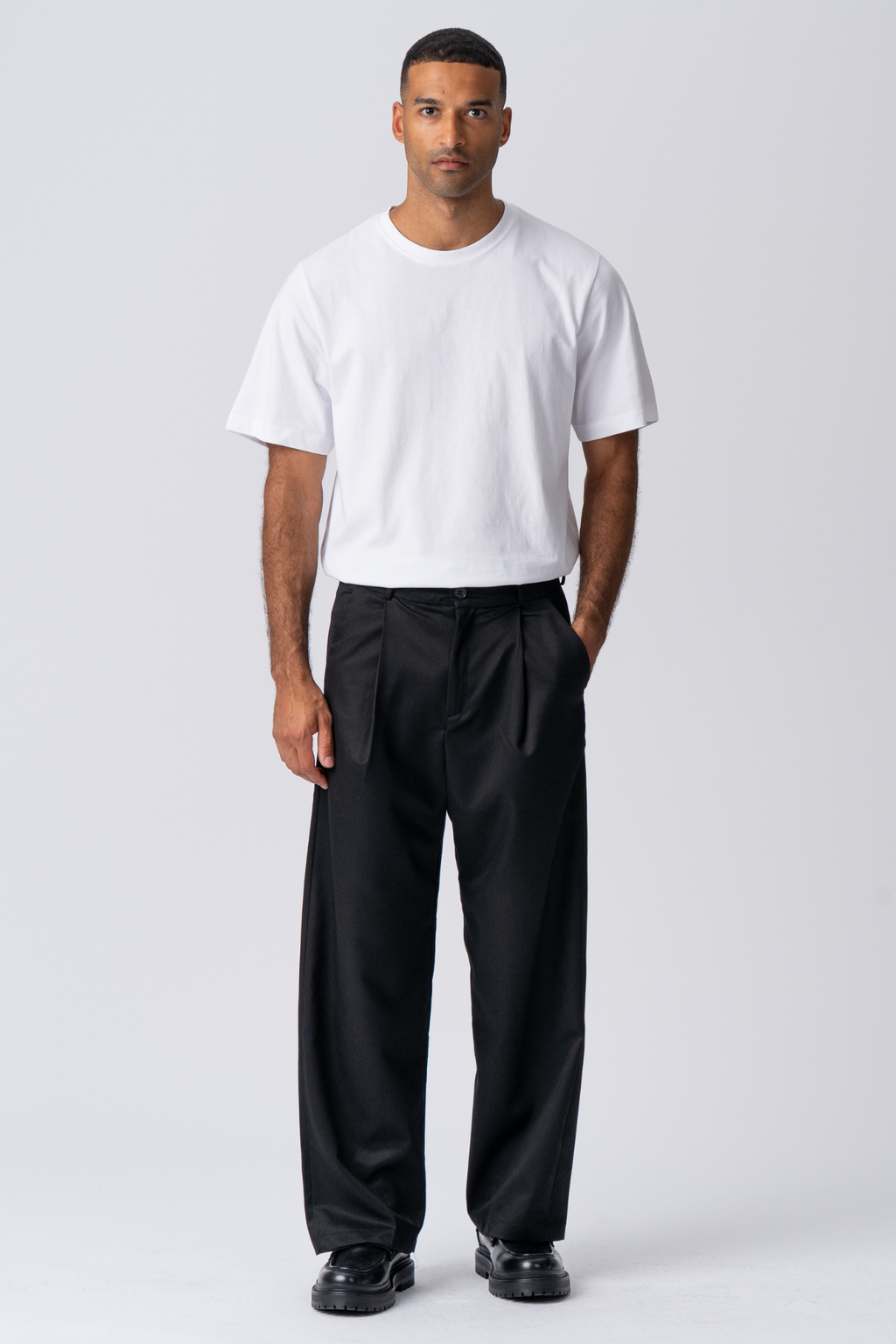 Traje ancho plisado Pants - Negro