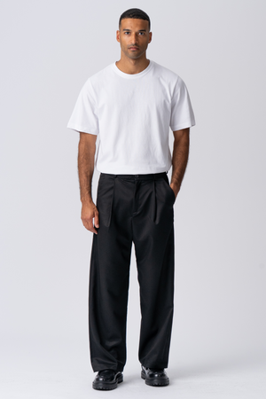 Traje ancho plisado Pants - Negro