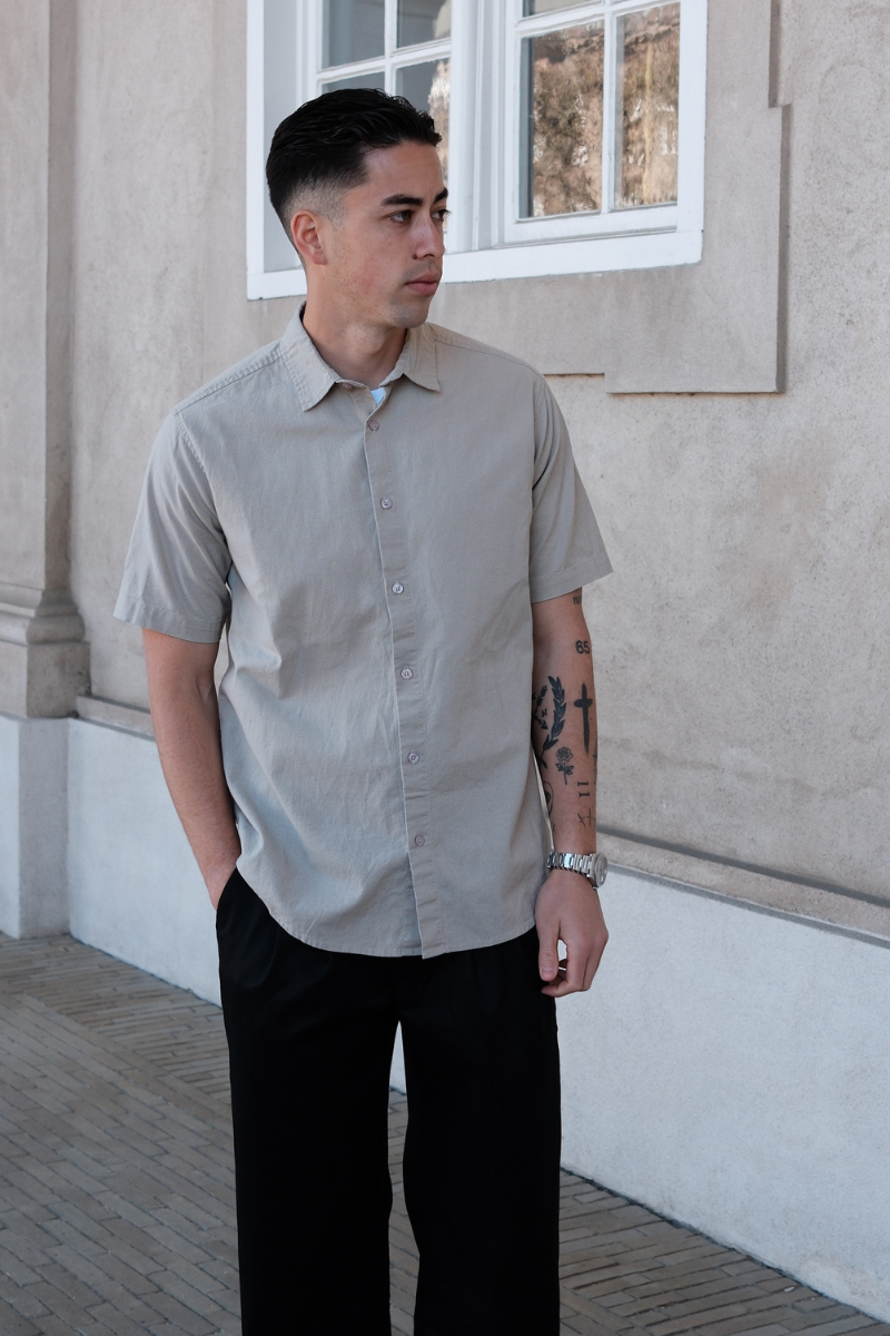 Camisa de lino de manga corta - arena