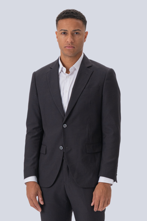 Premium Blazer de un solo pecho-Grey-Brown
