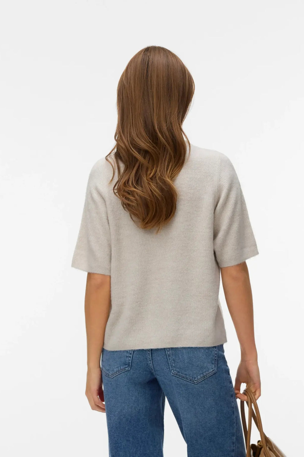 Cárdigan de perlas con cuello redondo 2/4 Lefile - Melange de piedra pómez