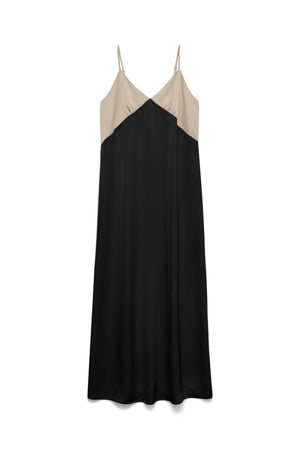 Joy Singlet Ankle Dress - Cement Black Contrast
